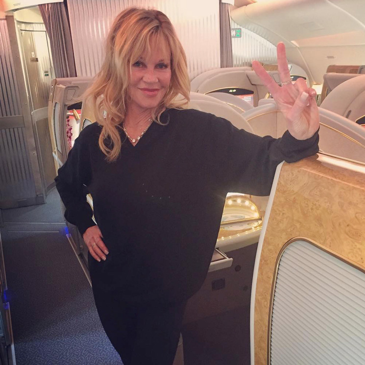 Melanie Griffith shares selfie wearing lingerie and heels for a good cause