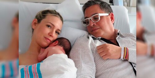 Daniel Sarcos y Alessandra Villegas disfrutan del primer 'pool day' de su bebé