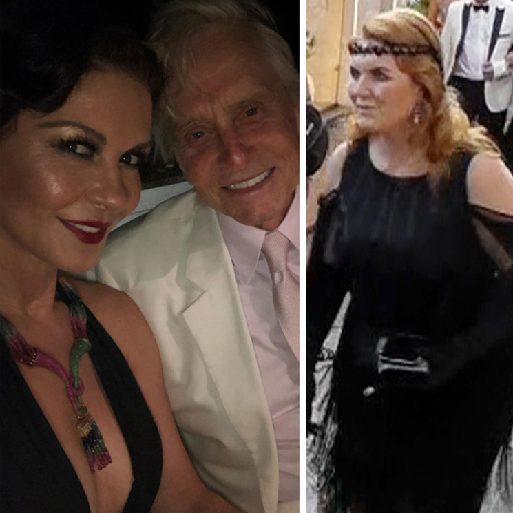 Michael Douglas y Catherine Zeta-Jones celebran con Sarah Ferguson en una fiesta temática de Gatsby