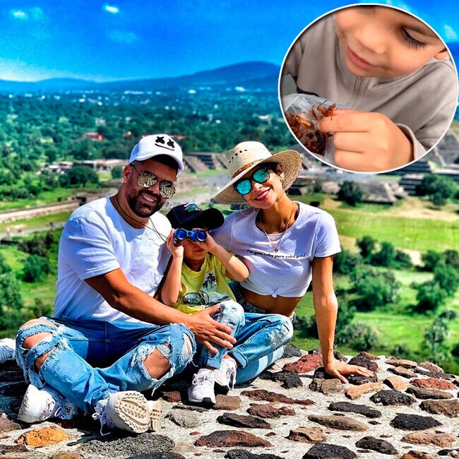  Alejandra Espinoza anima a su hijo Matteo a comer insectos en México, ¡tienes que verlo!