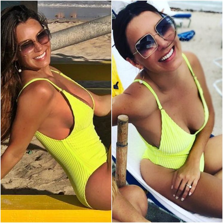 Elizabeth Gutiérrez con traje de baño amarillo neón