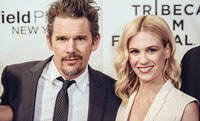 January Jones wows in plunging white jumpsuit at Tribeca Film Festival