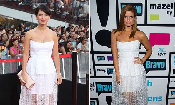 Joanna Garcia Swisher and Hilaria Baldwin wear the same little white dress