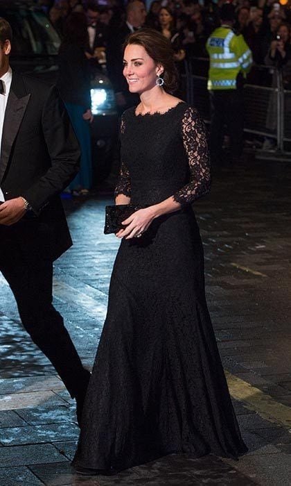 Kate Middleton Wearing Black Lace Dress