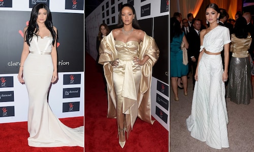 Kylie Jenner goes bridal and Rihanna gets maternal at the Diamond Ball