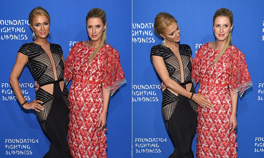Paris Hilton cradles sister Nicky's blossoming baby bump