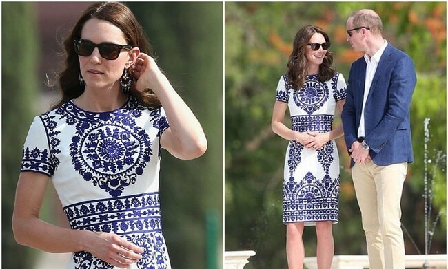 Kate Middleton wears Naeem Khan dress to visit Taj Mahal