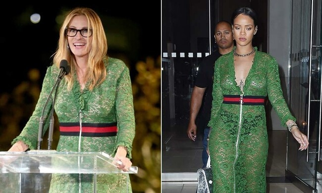 Rihanna and Julia Roberts impose their own personal style on same Gucci dress
