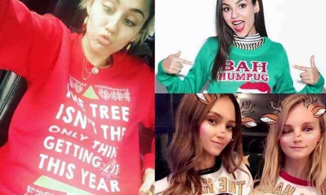 Miley Cyrus, Jessica Alba and more stars show off their Christmas sweaters