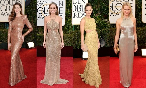 Golden-dressed girls from past Golden Globes red carpets