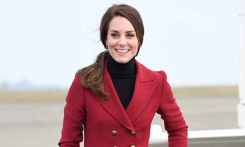 Kate Middleton is Valentine's Day ready in red jacket and heart jewelry