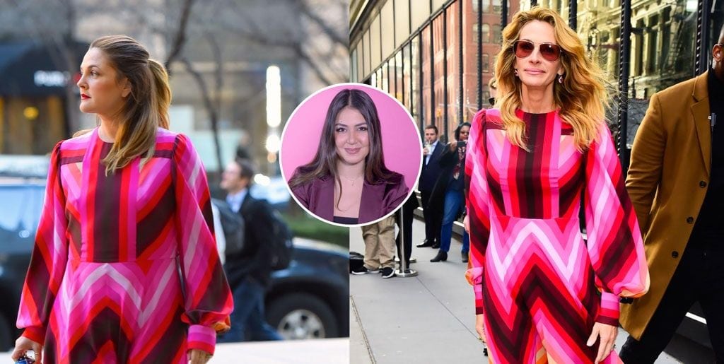 Battle of the rainbow: Julia Roberts and Drew Barrymore match in Valentino, but who wears it better?