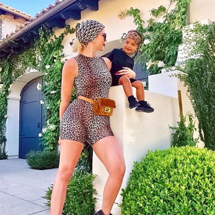 Khloé Kardashian and True Thompson wear matching outfits