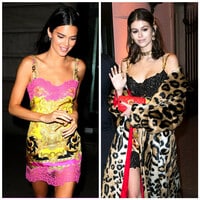 Kendall Jenner and Kaia Gerber say yes to print and lace slip dresses