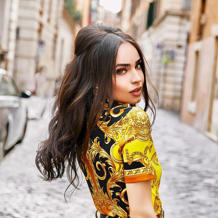 Sofia Carson stops the traffic in Versace while in Rome