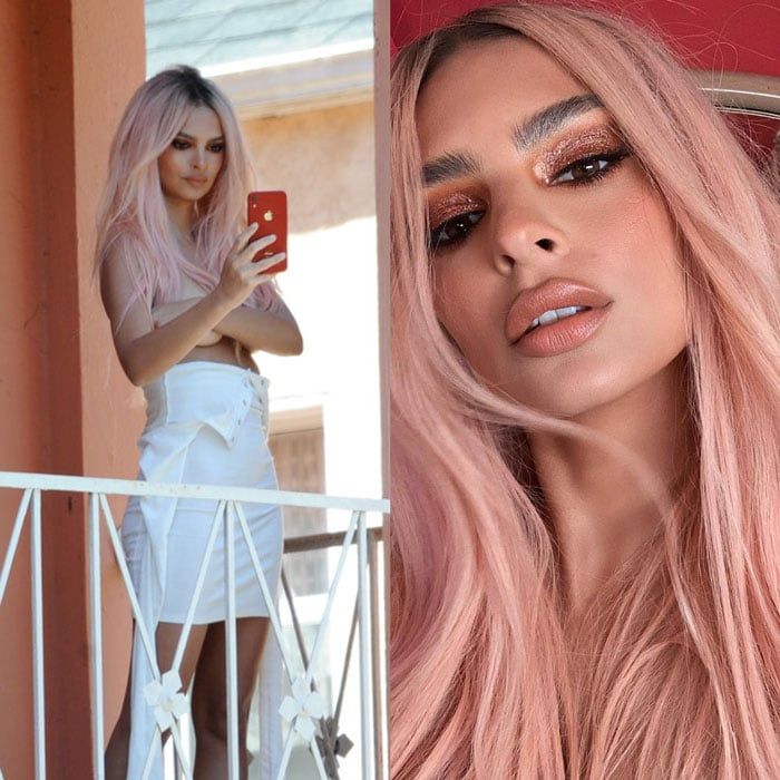 Emily Ratajkowski Looks Unreal With Her Rose Goal Hair