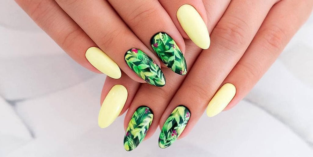10. Pink and Green Tropical Nails - wide 2