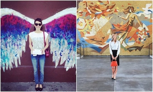 Karlie Kloss and Emma Roberts prove wall pictures are the new selfies