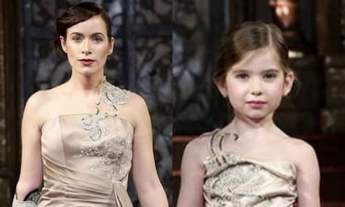 Bionic model Rebekah Marine walks New York Fashion Week runway with 6-year-old 'mini-me'