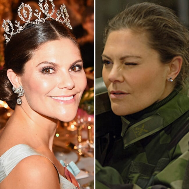 Crown Princess Victoria goes from glam to camo at Armed Forces visit - see the pics!