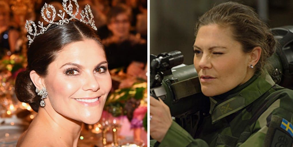 Crown Princess Victoria goes from glam to camo at Armed Forces visit - see the pics!