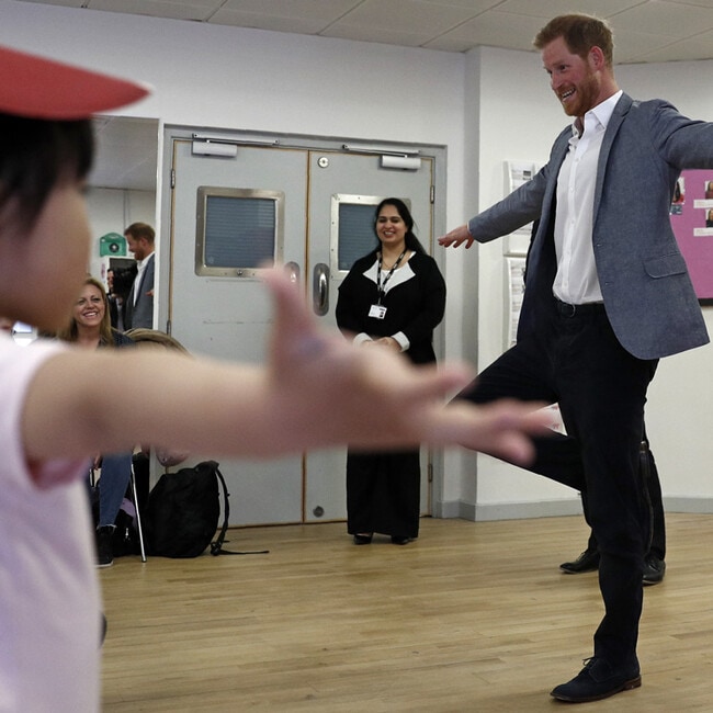 You need to see Prince Harry dancing ballet with a class of students