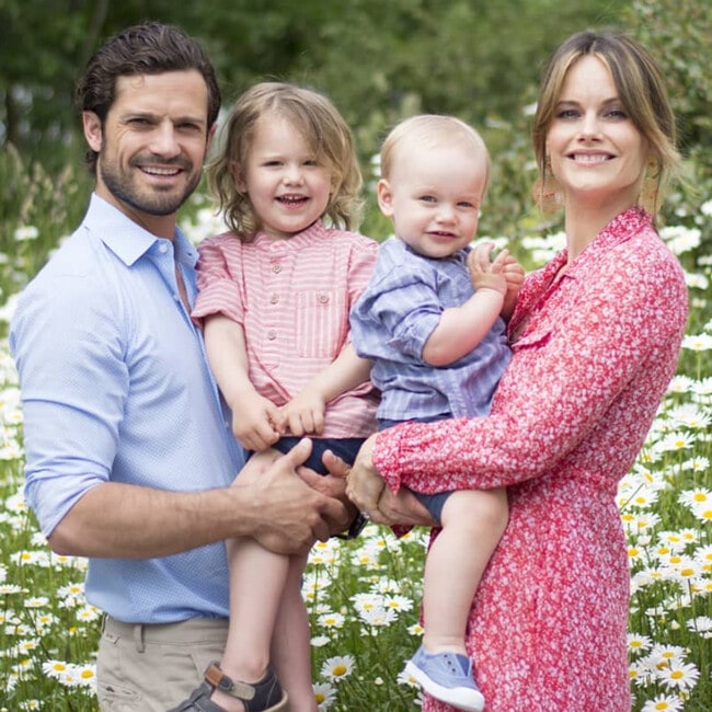 Prince Carl Philip and Princess Sofia's new family portrait looks out of a storybook