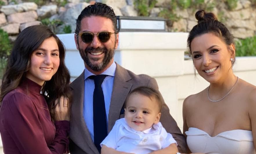 Eva Longoria at a friend's wedding with husband Jose "Pepe" Baston and their son Santiago Enrique and big sister Mariana