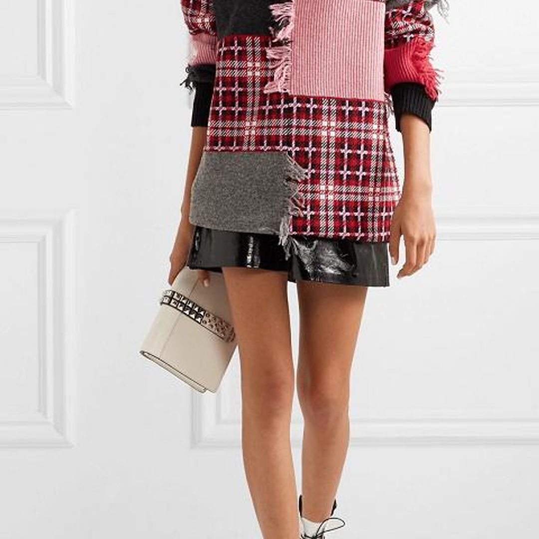 Fringed patchwork wool-blend sweater de MSGM