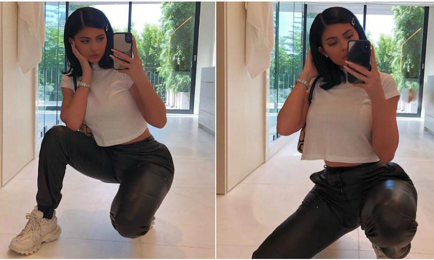 Kylie Jenner apuesta por los leather pants con dejos retro