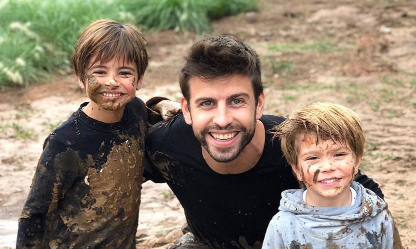 Shakira's husband Gerard Pique and children Sasha and Milan