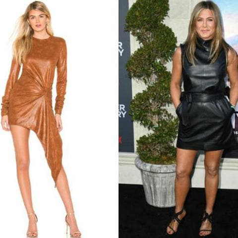 Jennifer Aniston y leather dresses de Ronny Kobo y Chrissy Teigen