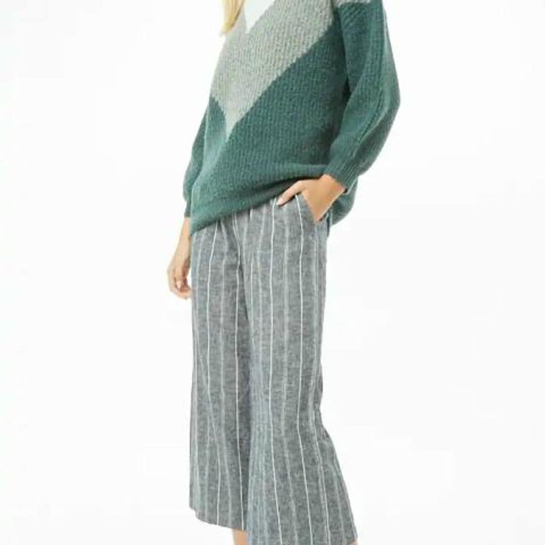 Pantalones de cintura alta con rayas verticales