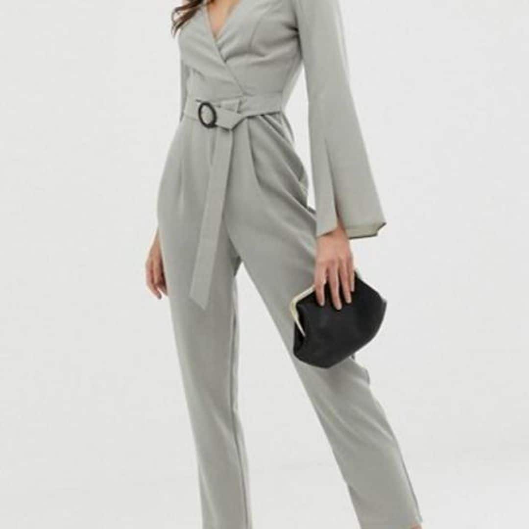 Wrap Belted Exaggerated Sleeve Jumpsuit de Asos