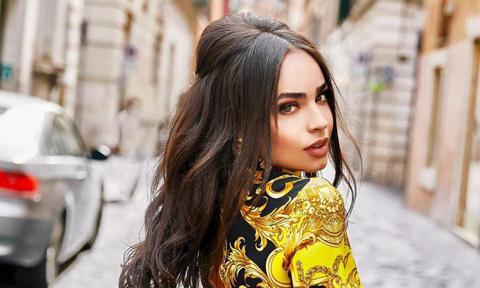 Sofia Carson dressed in Versace while in Rome