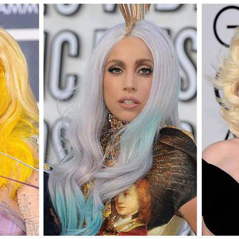 Lady Gaga hairstyles collage
