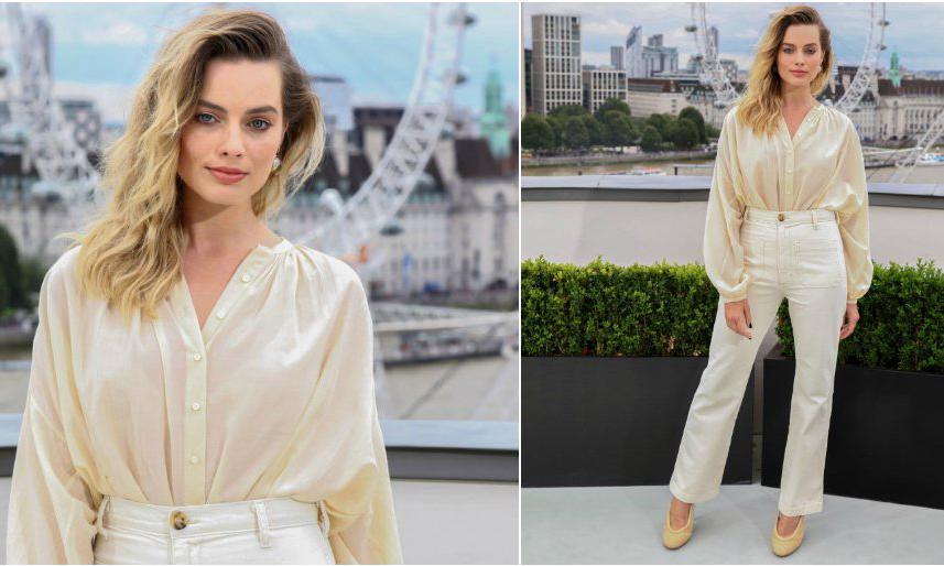 Margot Robbie with a relaxed monochromatic look
