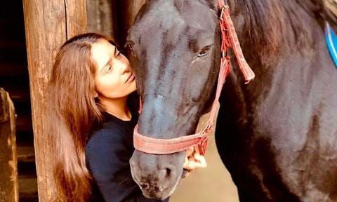 Salma Hayek's secret hobby horse riding