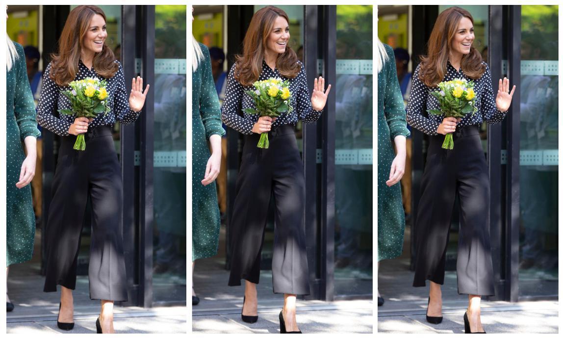 Kate Middleton looks pantalones culotte lunares moda otoño