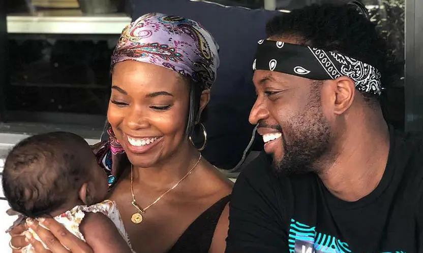 Gabrielle Union and Dwyane Wade with daughter Kaavia