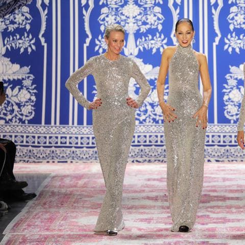 Three models from Roy Halston’s company in the seventies closed the Naeem Khan show during New York Fashion Week.