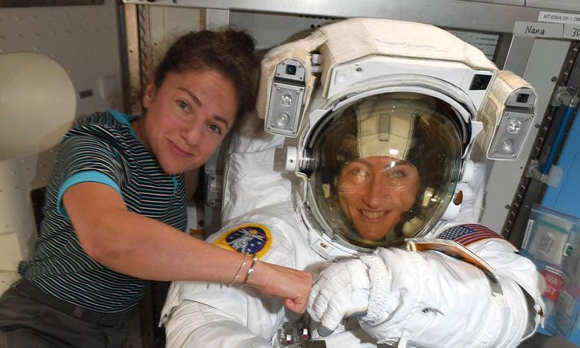 NASA's first ever all female spacewalk captured on video