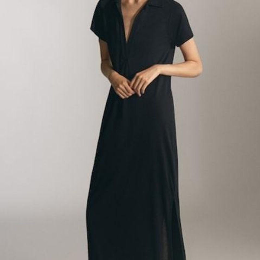 Vestido largo negro de Massimo Dutti