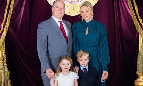 Monaco Royals Prince Albert and Princess Charlene with twins