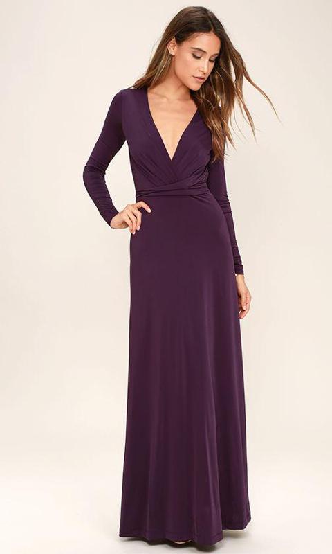 Plum Dress with Sleeves