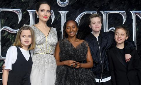 Angelina Jolie brought her twins to the London premiere of Maleficent