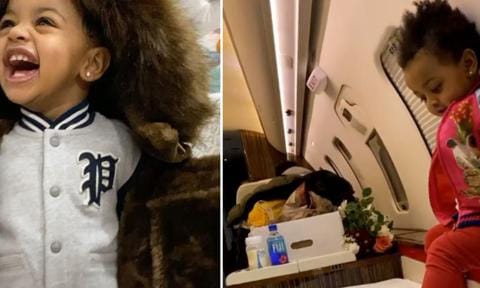 Cardi B's daughter Kulture on private jet