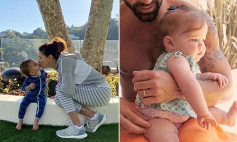 Eva Longoria and son Santiago and Ricky Martin's daughter Lucia