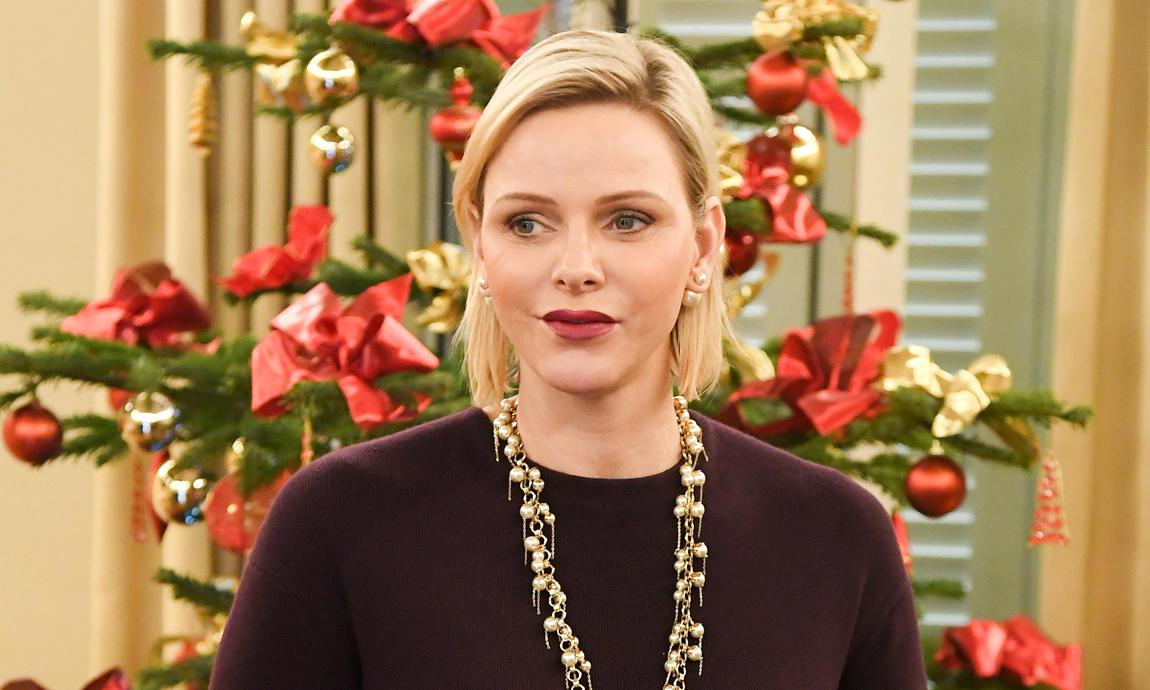 Charlene of Monaco wears bold necklace at Christmas event