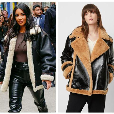 Kim Kardashian apuesta por las shearling jacket para protegerse de los vientos fríos